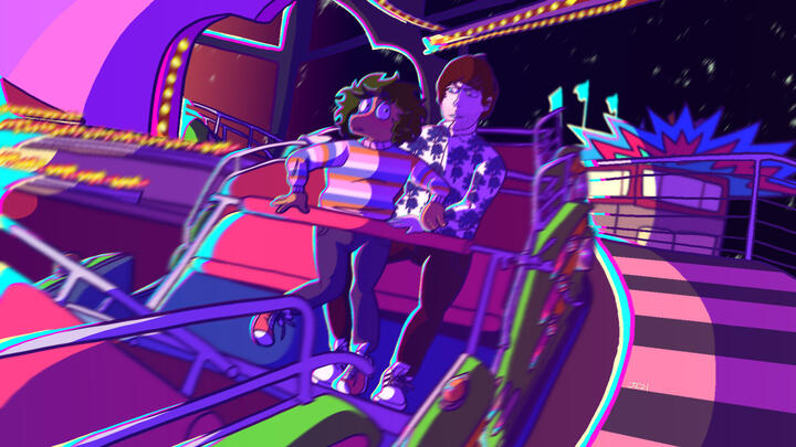 Drawing based off of the Oasis song "Headshrinker."